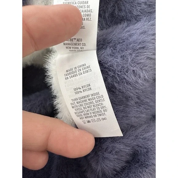 Aerie Campfire Chenille Stripe Sweater  American Eagle Womens Medium Soft Blue - Picture 7 of 7